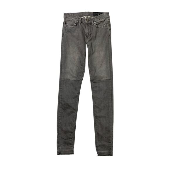 AllSaints Jeans Women 25 Gray Panel Front Mast Fit Low Rise Skinny Fringe Hem - Picture 1 of 11